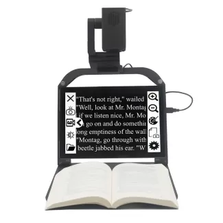 Görselde, üst kısmında bir kamera veya sensör bulunan Onyx Pro yer alıyor. Cihazın altında ekran mevcut ve ekranda "That's not right," wailing cümlesi yazıyor. Arka plan beyaz. Ayrıca, ekranın üzerinde sağ tıklayıp büyütebileceğiniz bir simge bulunuyor.