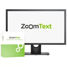 Bilgisayar ekranında ZoomText Programı görüntüsü logoyla